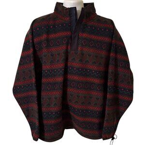 VAN HEUSEN Large Denim Classics Vtg Aztec Design Fleece Pullover 1/4 Zip